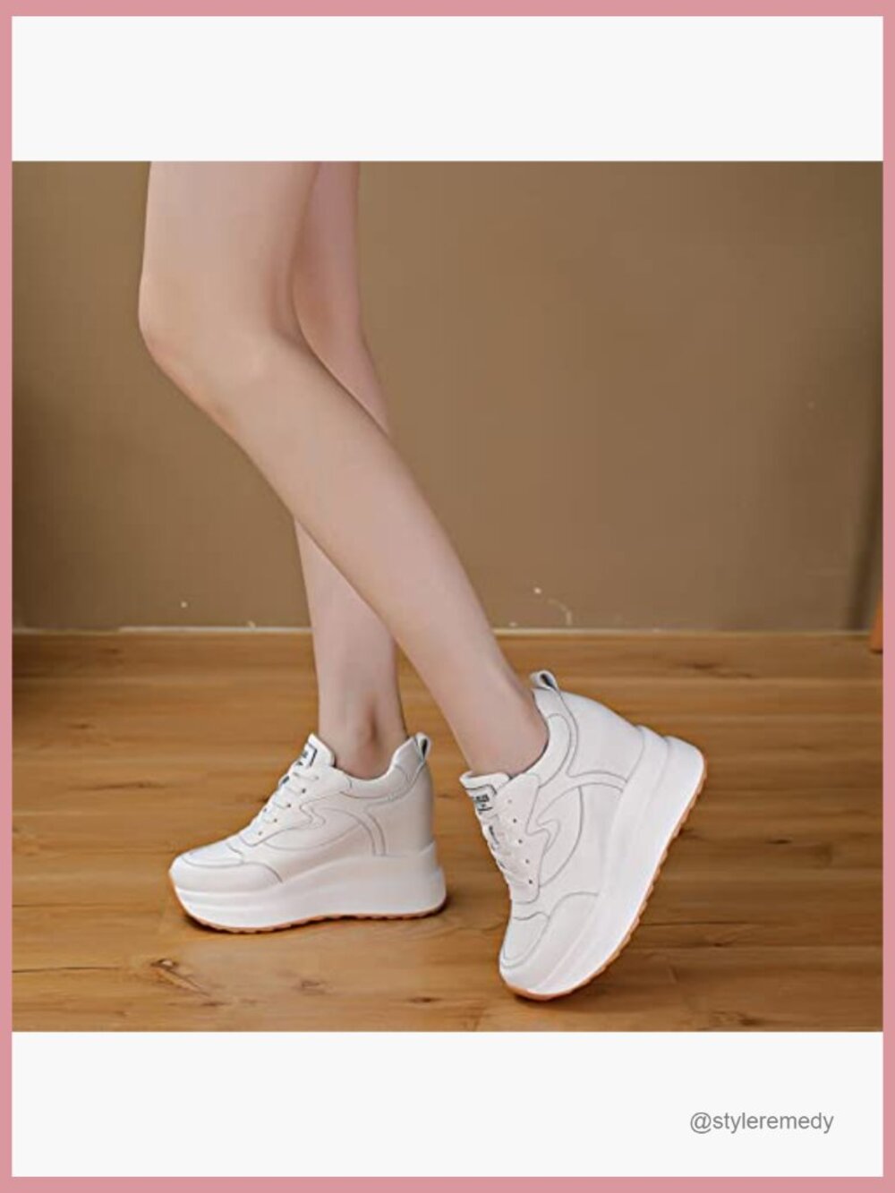 High Hidden Heel Wedge Sneakers Women Chunky Lace Up Platform Tennis Shoes - Picture 2 of 7